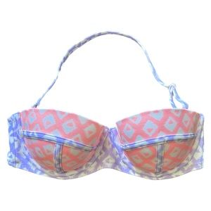 Victoria’s Secret Bikini halter,neon orange/white/lavender purple 34D Small